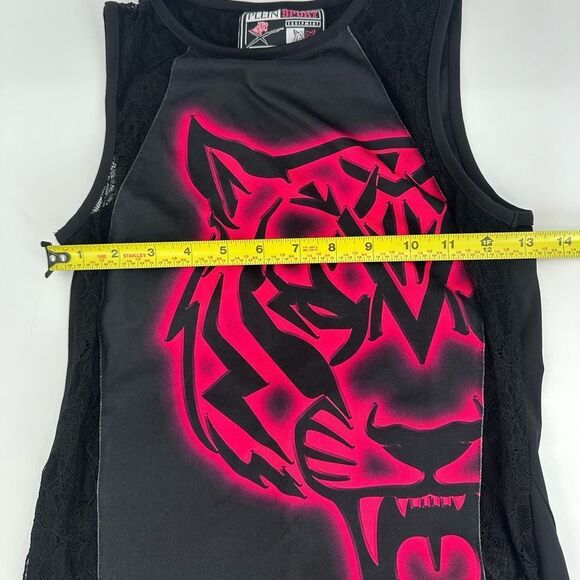 Plein Sport Equipment Phillip Plein Pink Black Lace Raw Hem Tank Size Small - Picture 8 of 8